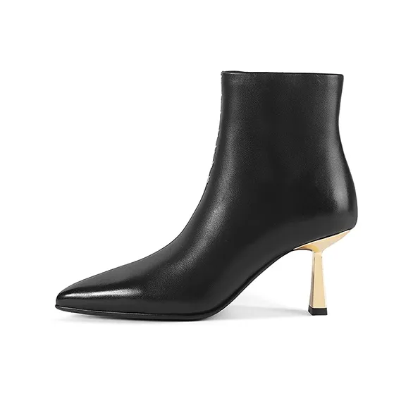 Montagut Заостренный носок визуально увеличивающий рост высокий каблук тонкий ботинок ботильоны 6,5 см женский