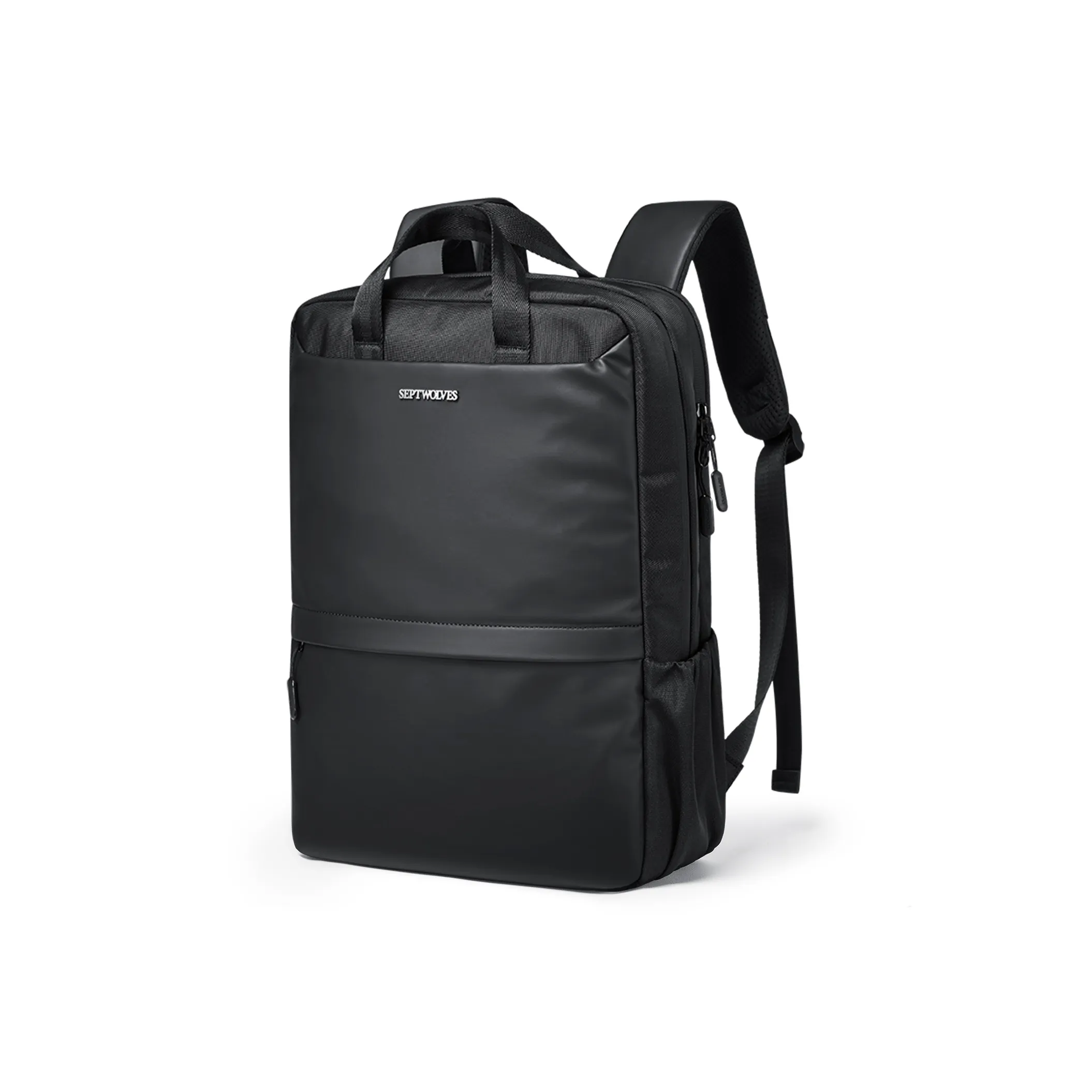 SEPTWOLVES Fabric Abrasion Resistant Water Repellent Large Capacity Backpack 16 Inch Laptop Bag QPL Men's Black