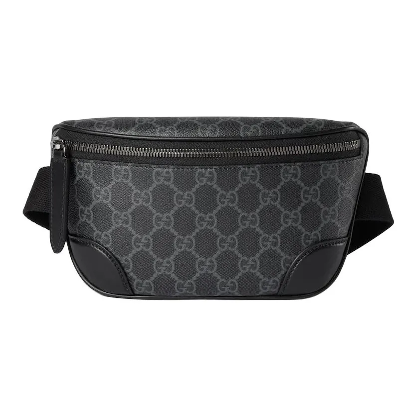 GUCCI GG Emblem Monogram Coated Fabric Fanny Pack Small Size Men's Black