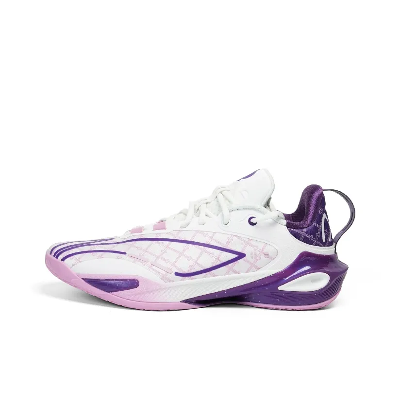 LiNing Flash Strike 11 Low Топ Баскетбольные Кроссовки Мужские Белый Фиолетовый