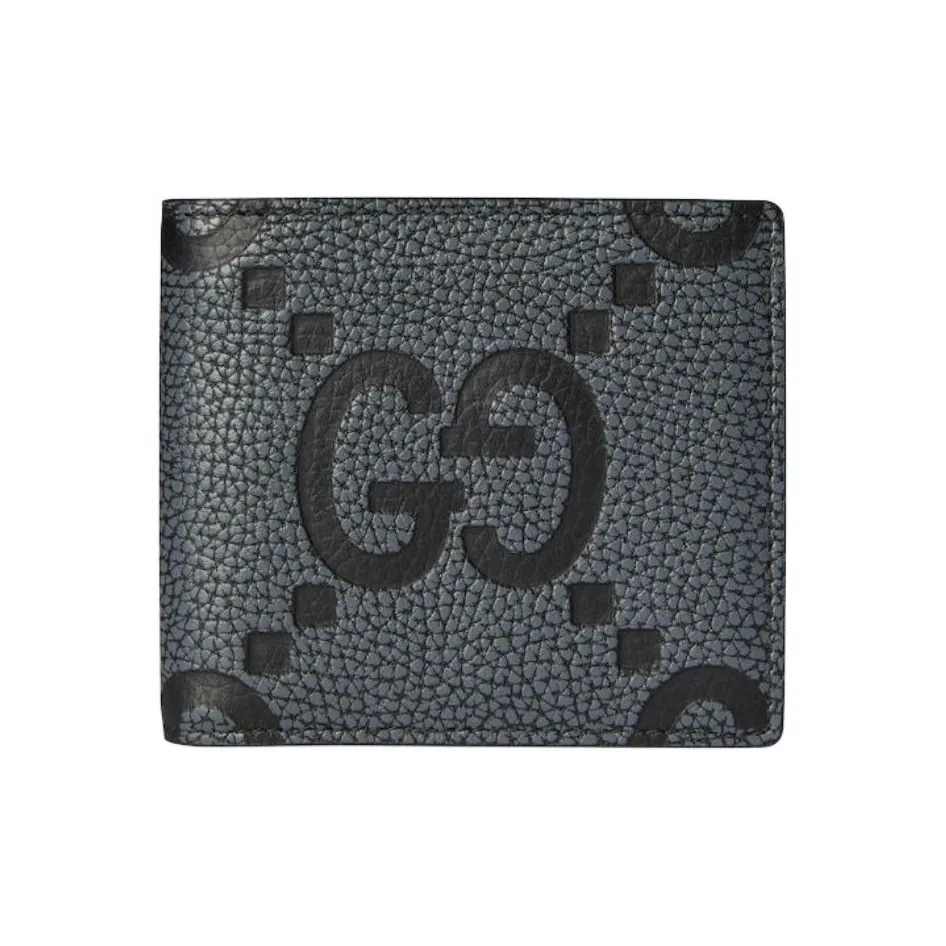 GUCCI Jumbo GG GRAIN LEATHER Кошелек Мужской Темно-серый