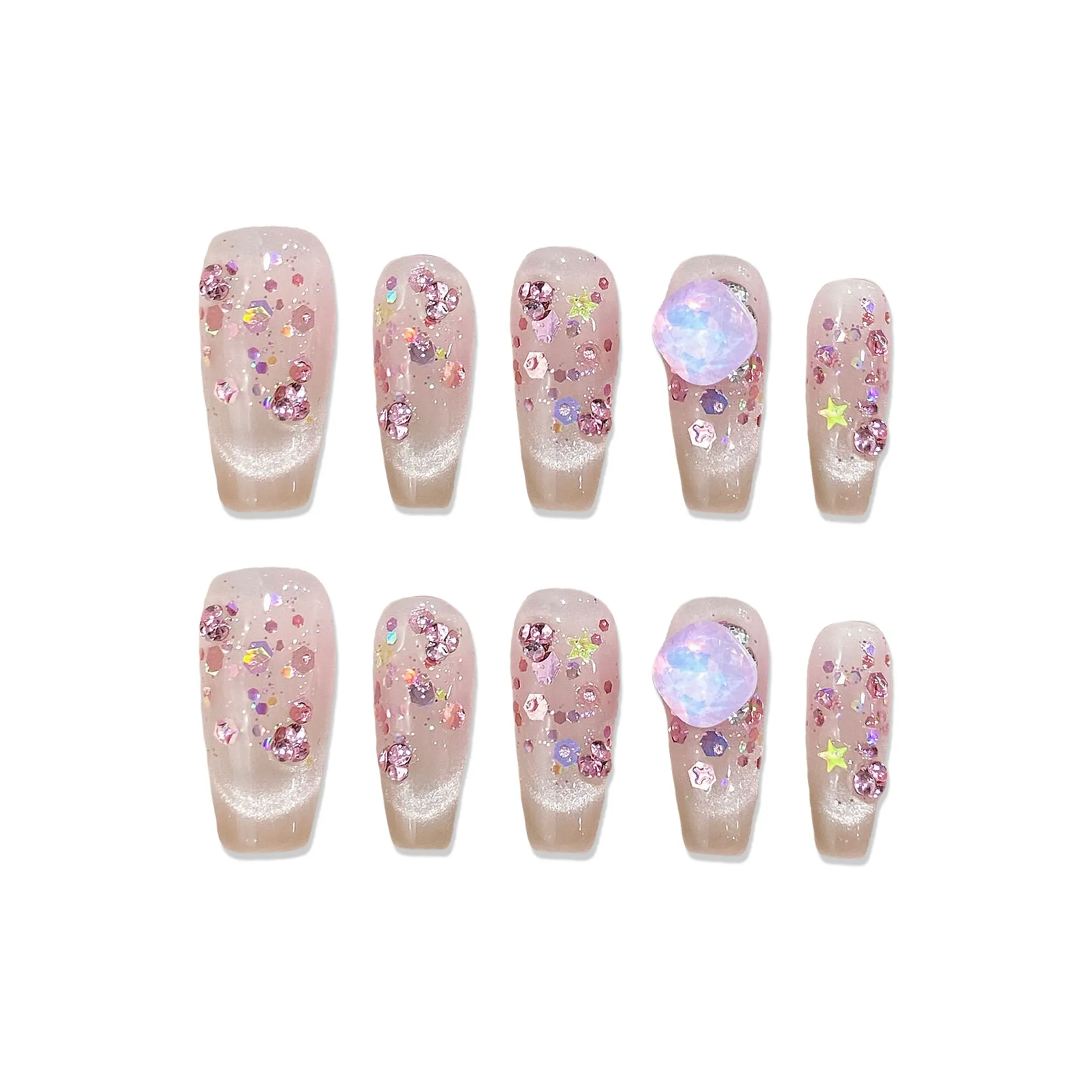 XIAMEIYU Stacked Ромб Кошачий глаз Румяна с Яркий Искра Ручной Осветляющий Nail Art 25mm Фея Мечтательный Блестки