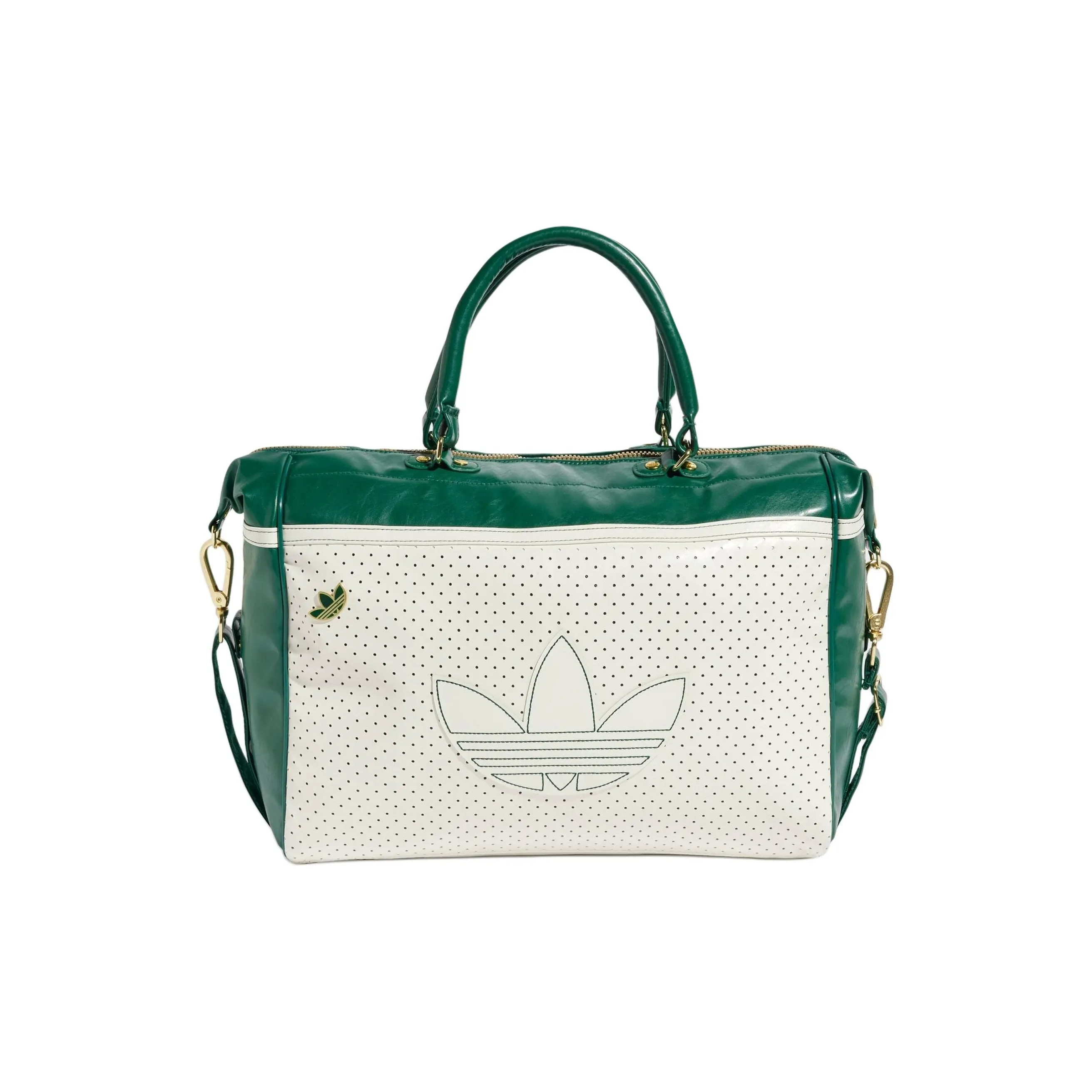 Adidas Polyurethane Bowling Bag, Shoulder Bag, Crossbody Bag, Handbag Unisex Ecru & Preppy Green
