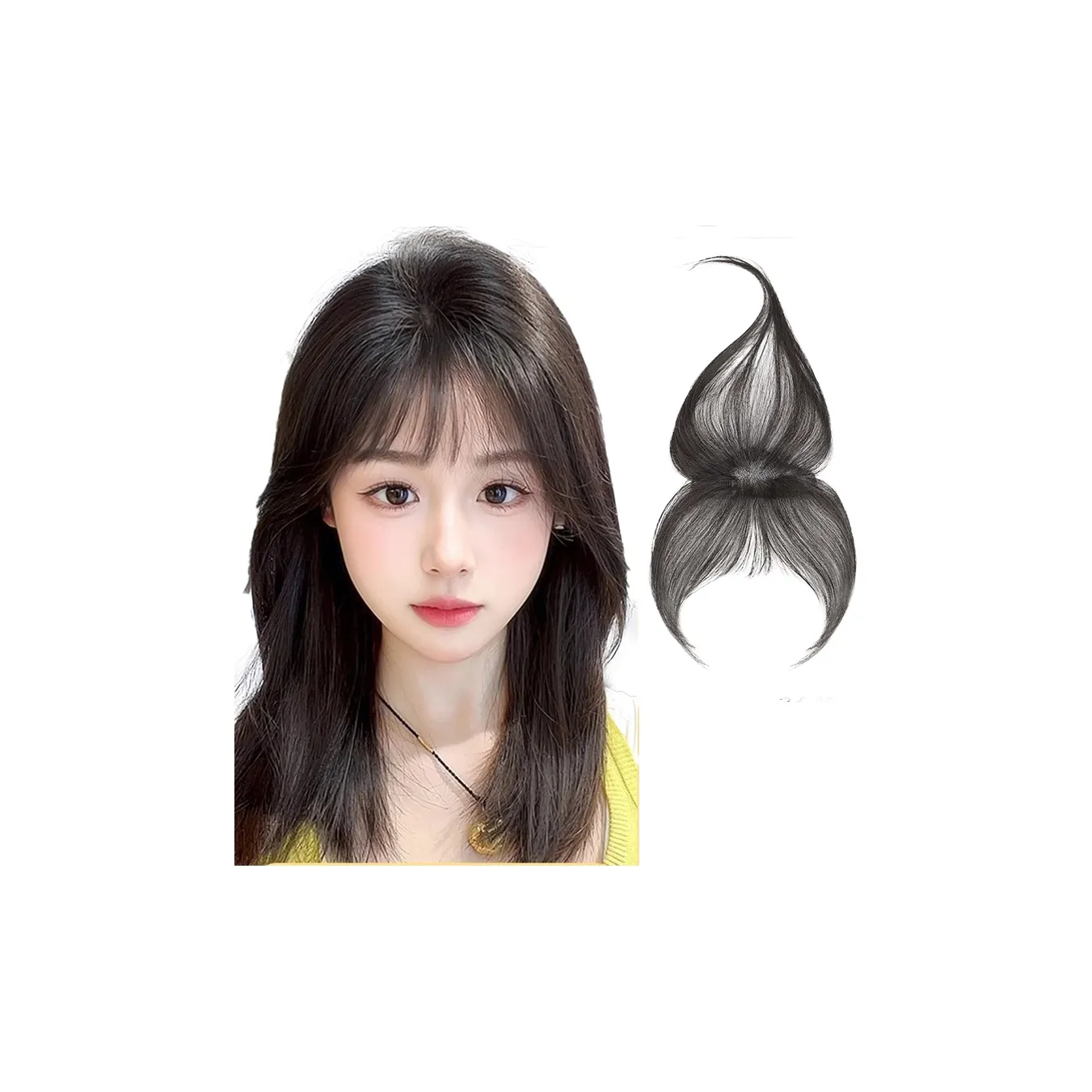 WANWANFENG Французский Liu Hai Расширение для волос Стрипы Естественный Мокко