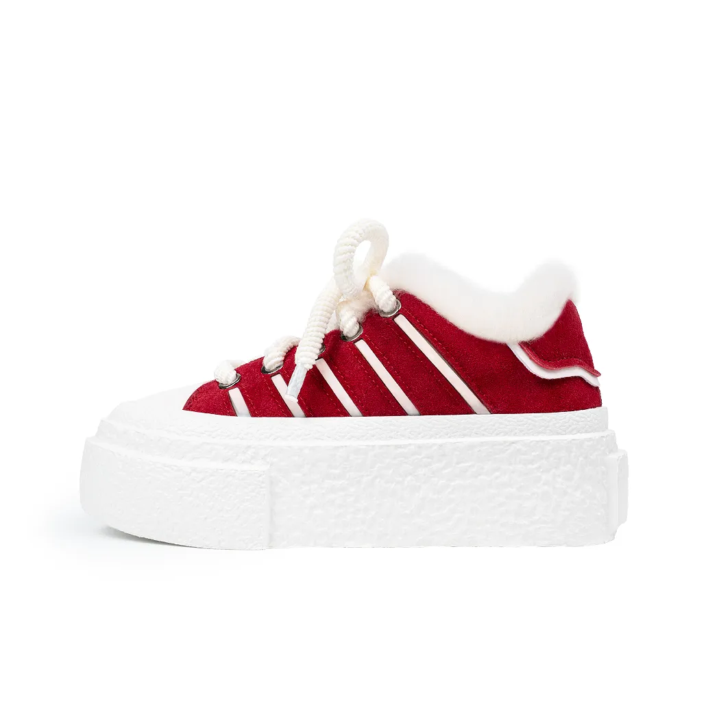 Lilbetter Skateboard Shoes Women's Low-Top White/Red
