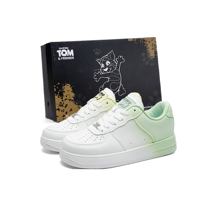 TALKING TOM Wear resistant And Lightweight Low Top Skateboard Shoes Unisex Yellow Green Mismatched