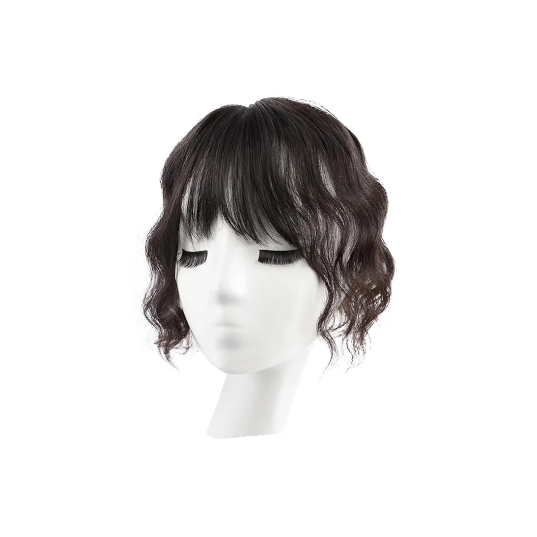 WANWANFENG Швейцарская сетка кудрявый топ парик натуральный мокко