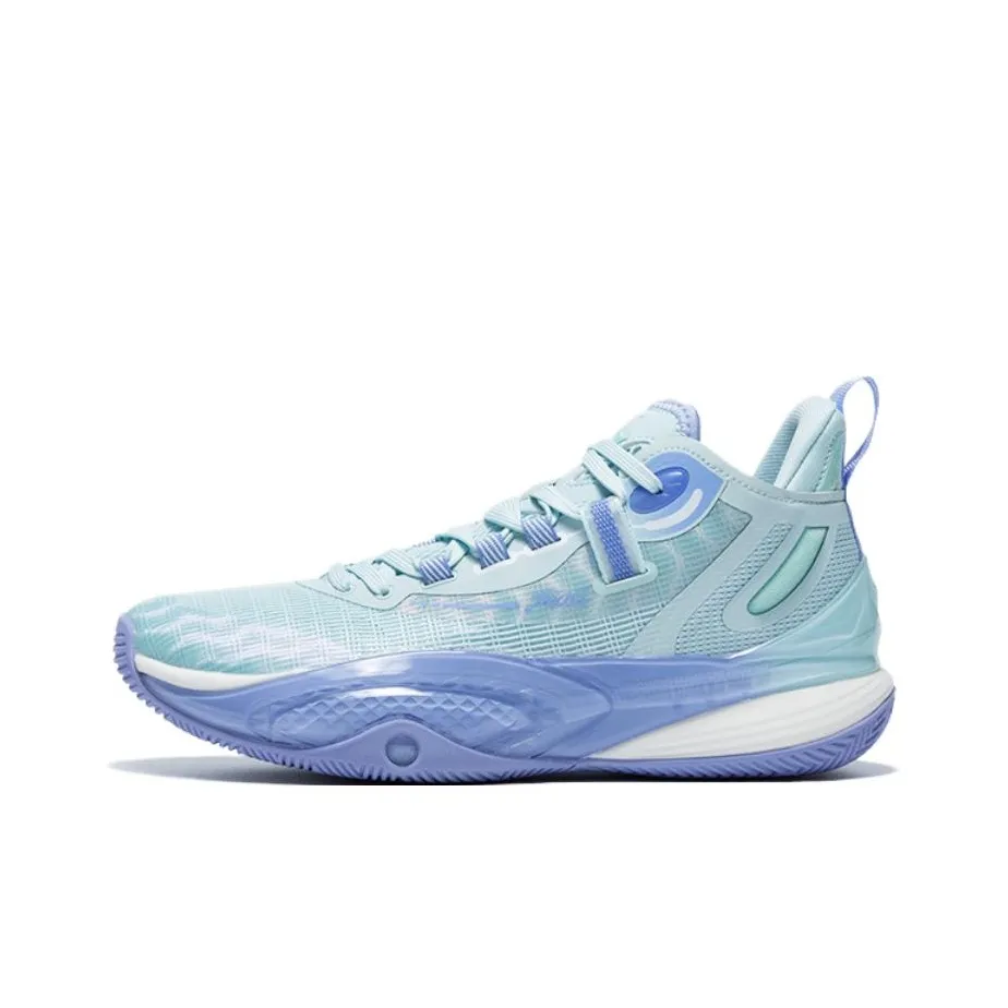 QIAODAN Poisonous Fangs Lite Slip-Resistant Low-Top Basketball Shoes Men's Pink Foam Blue Purple Garden Color