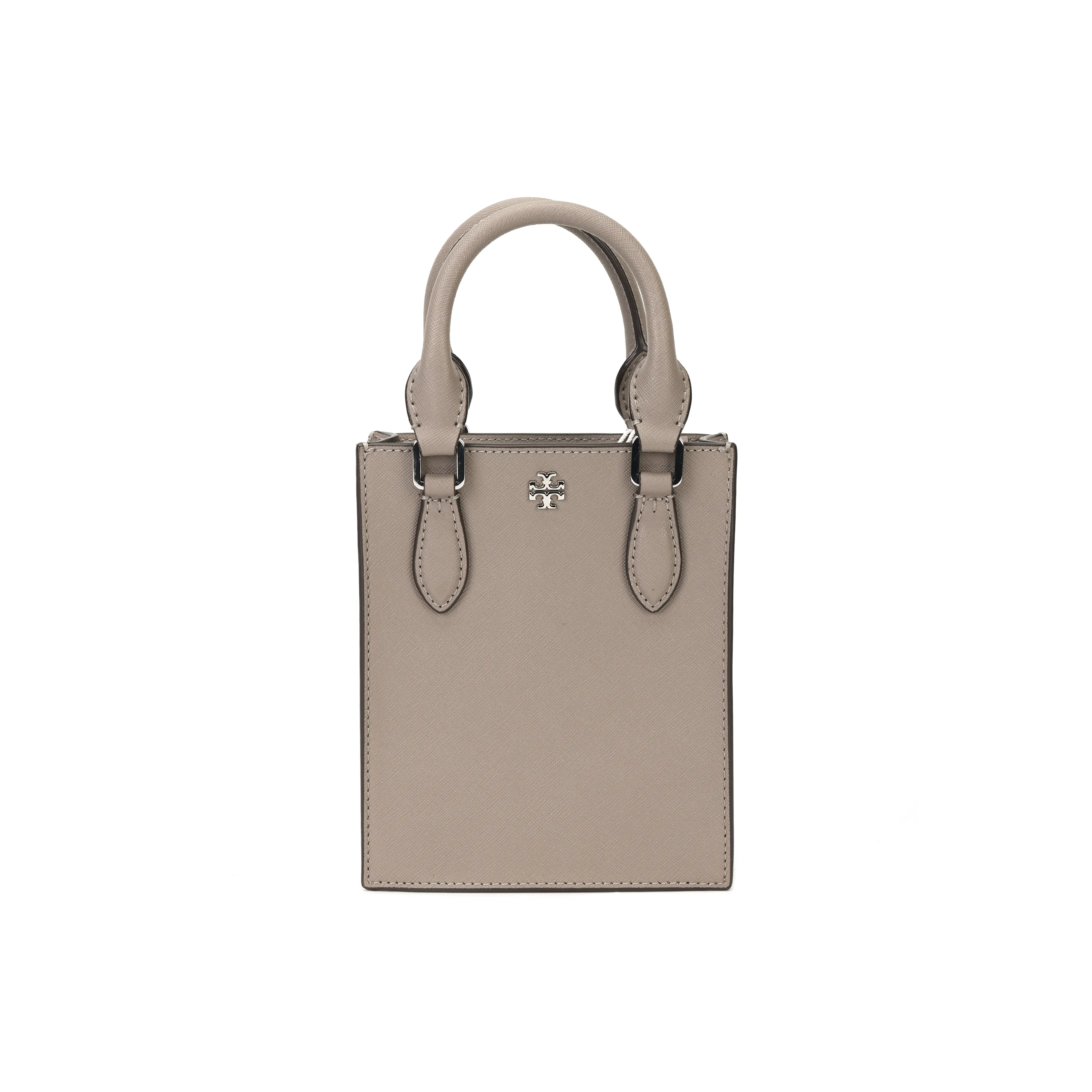 TORY BURCH Emerson Cow Leather Tote Bag Crossbody Bag Shopping Bag Mini Women's Silver Gray