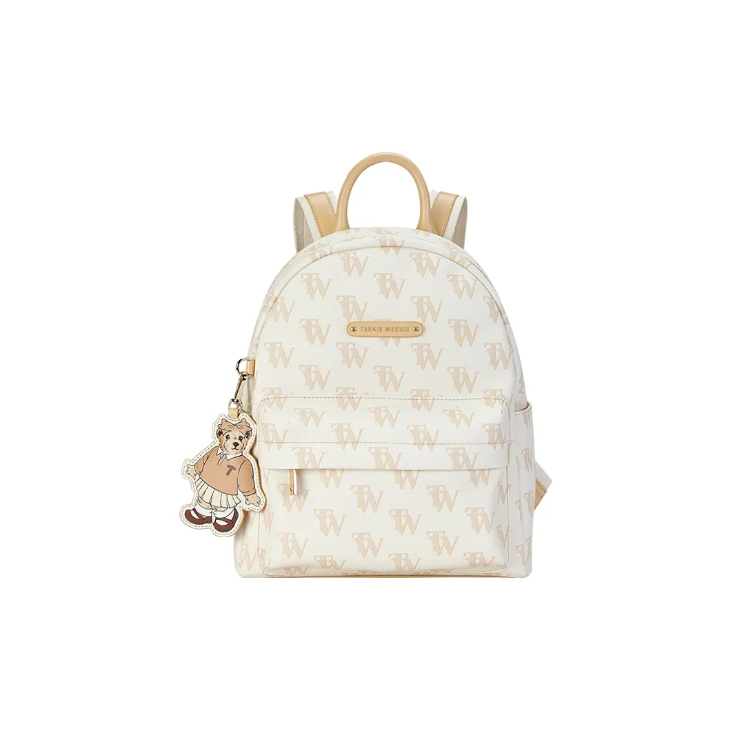 Teenie Weenie PU Backpack Large Size Women
s Cream Apricot Yellow