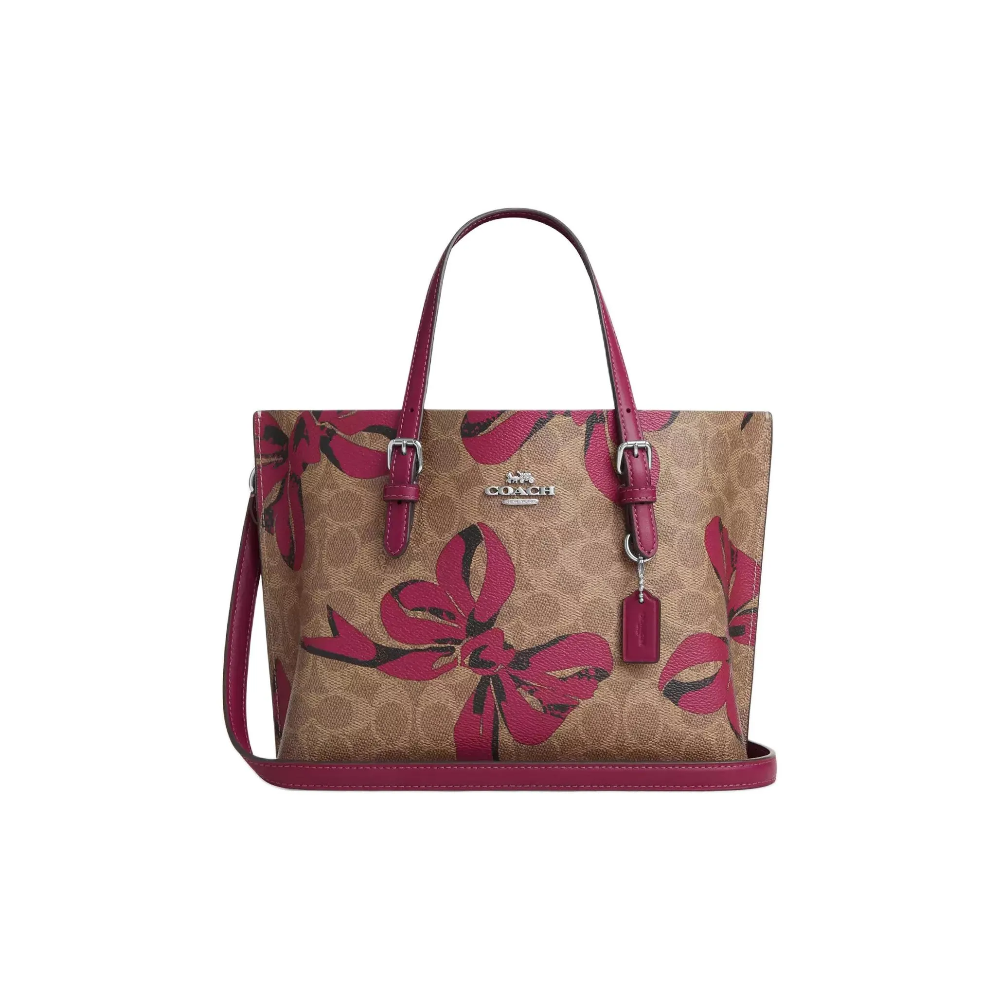 COACH Mollie Coated Canvas Tote Bag Shopping Bag Shoulder Bag Crossbody Bag Handbag Medium Size Women's Khaki & Purple
