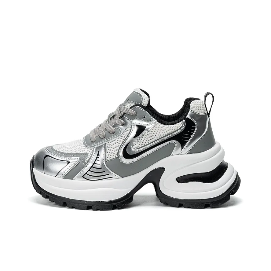 EXULL Q Противоскользящий Износостойкий Легкий Увеличивающий высоту Низкий Топ Обувь с подошвой Женская Серебряная