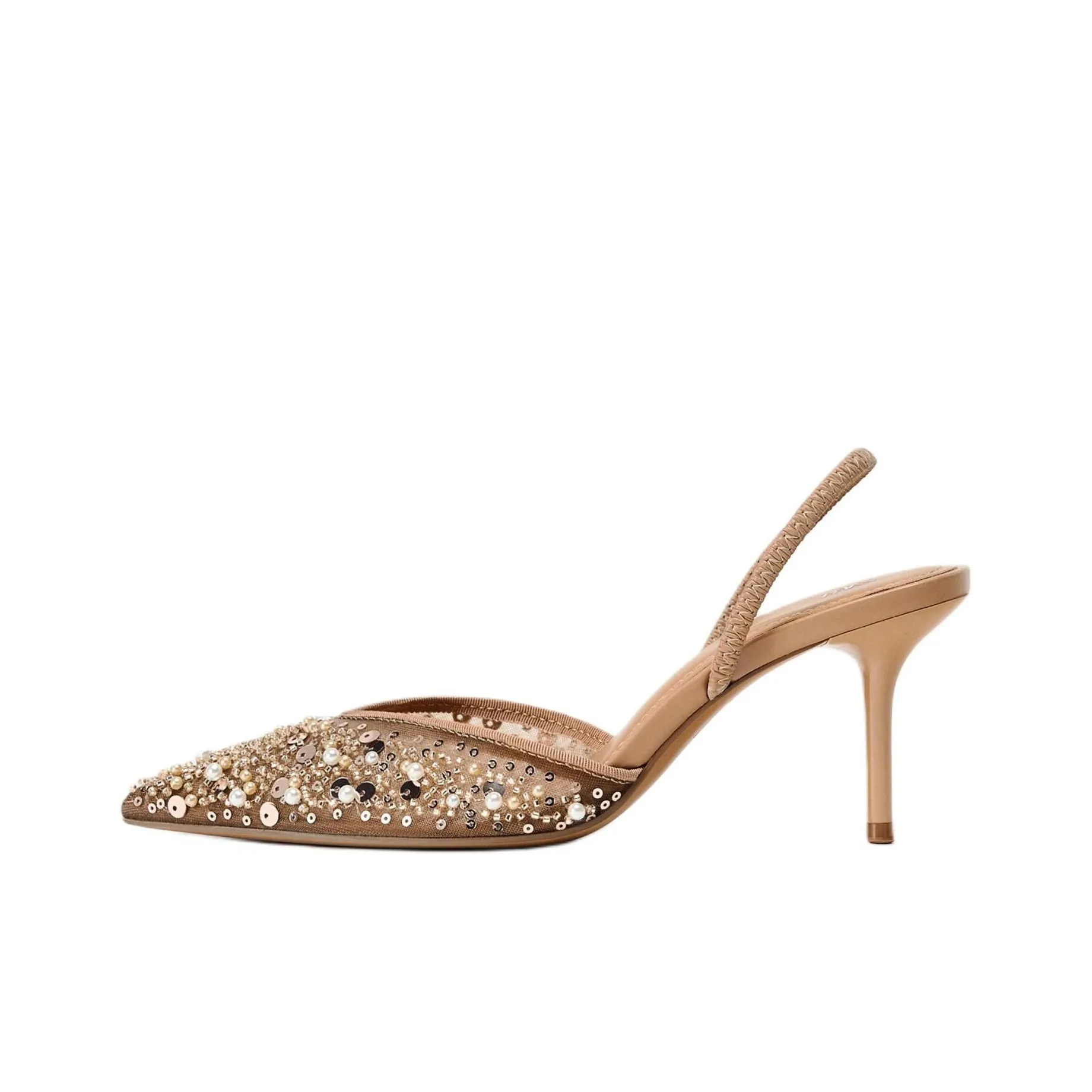 ZARA Узкий каблук Высокие каблуки 8 см Женские Светлый Бежевый