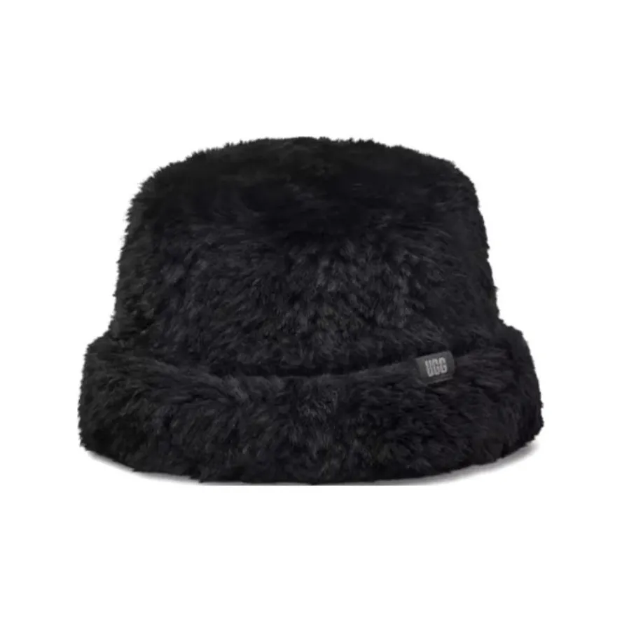 ugg Alp Faux Fur, Polyester, Elastane Bucket Hats Women's Black