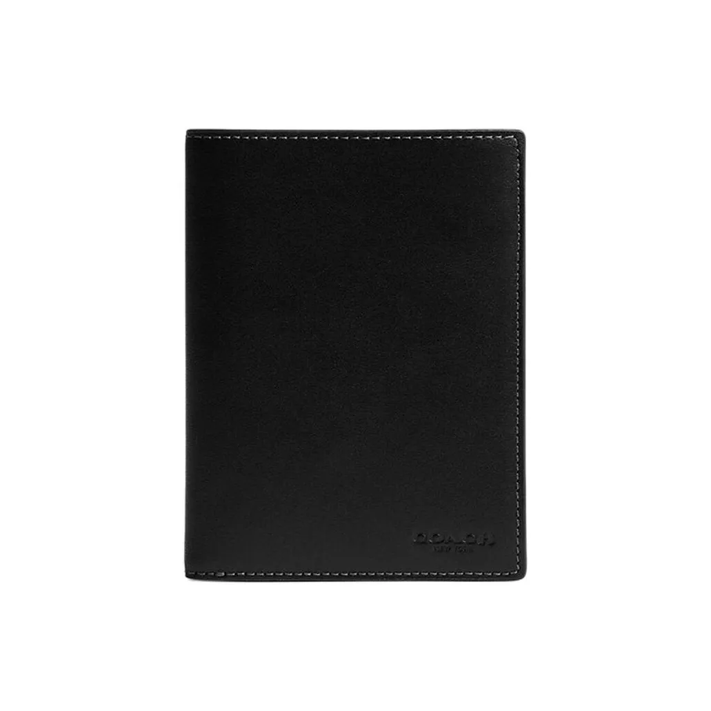 COACH Grained Leather Passport Holder Mini Men's Black