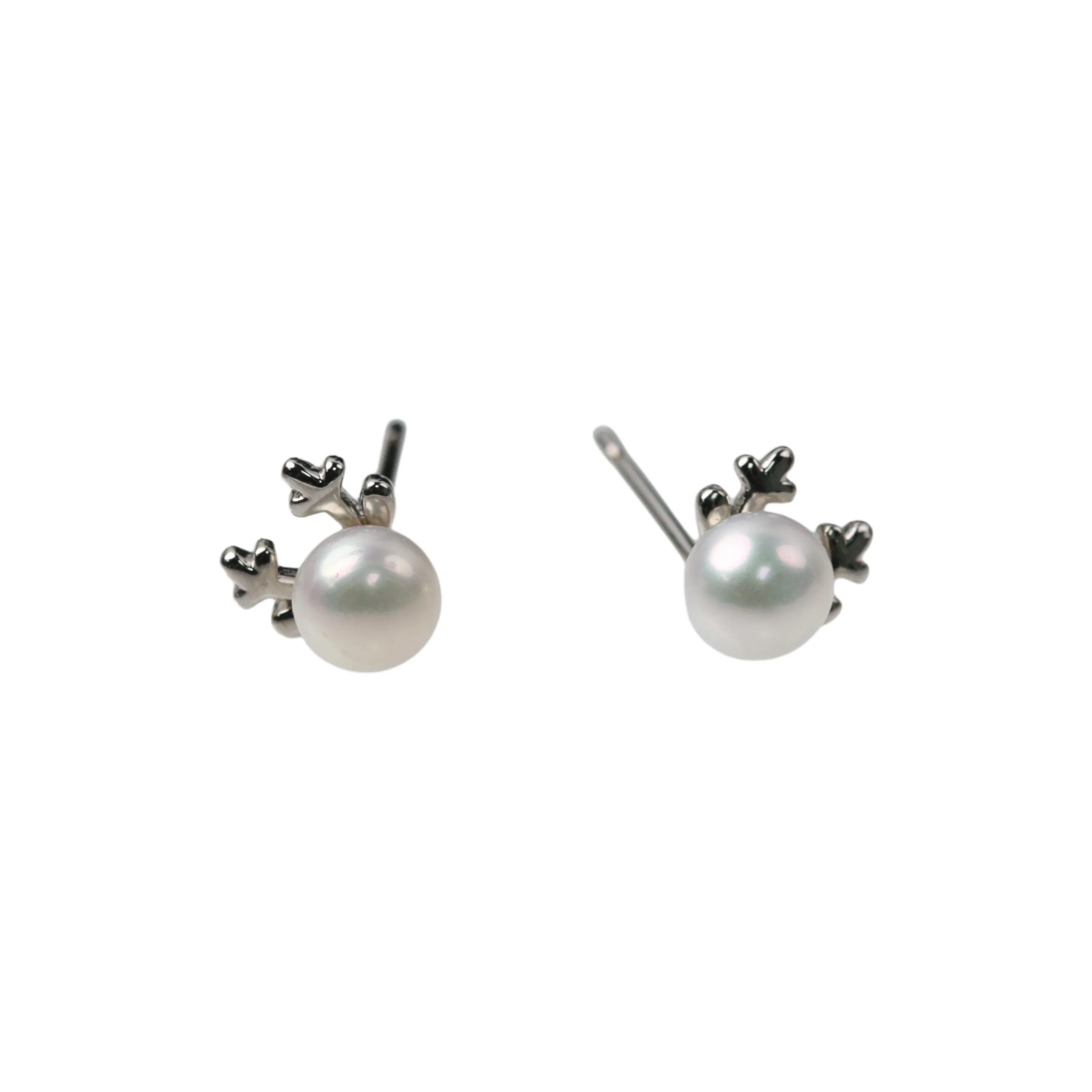 HONGQIAO Freshwater Round Bead Stud Earrings Women's