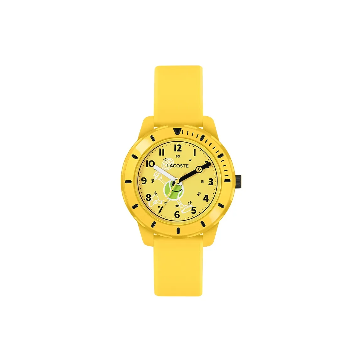LACOSTE Наручные часы Кварцевый механизм Силиконовый ремешок Желтый циферблат Детские
