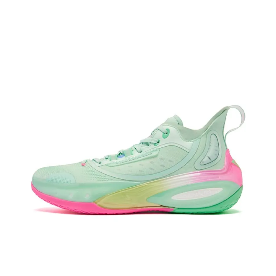 QIAODAN Venom Fang PRO 3.0 Medusa Mid Top Basketball Shoes Men's Green Pink