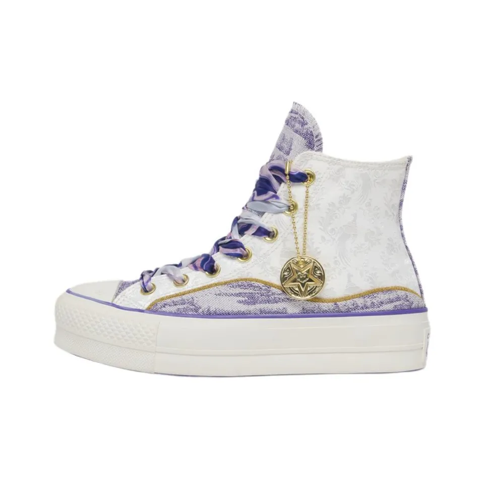 Converse All Star Lift Anti Slip Wear Resistant High Top Canvas Shoes Women's White Purple