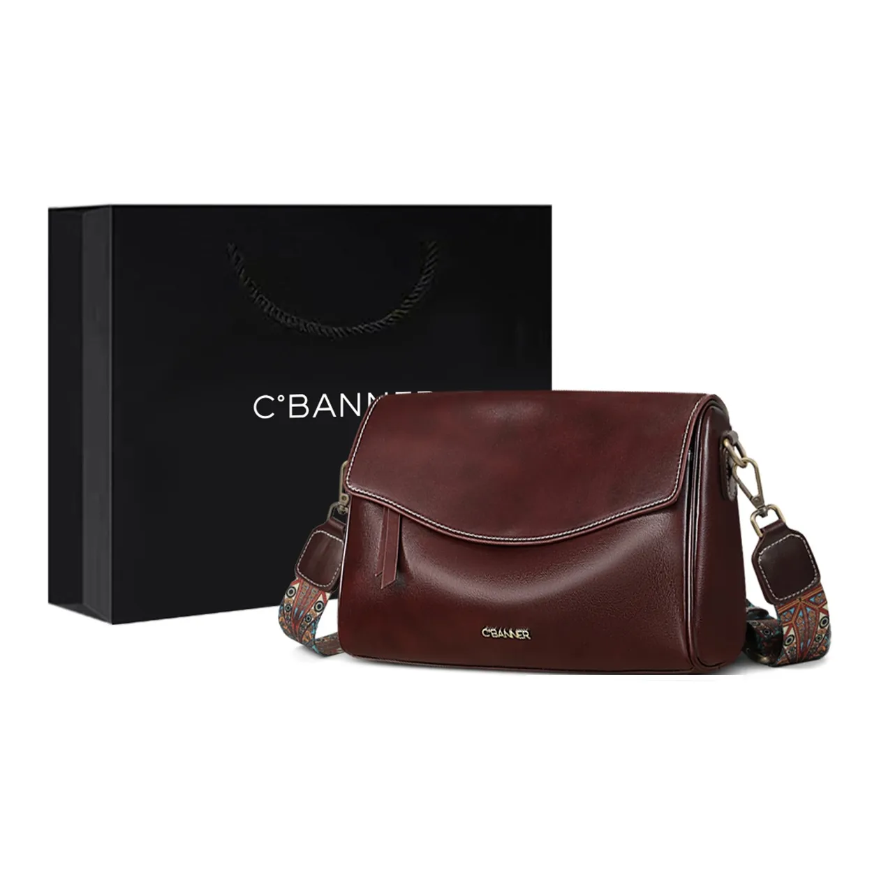 C°BANNER Коровья кожа с синтетической кожей подушка сумка через плечо стандартная женская черный винный кофейный
