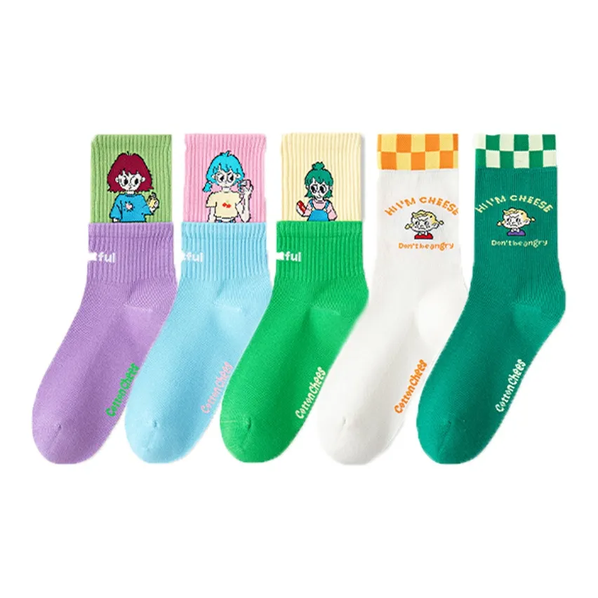 COTTON CHEESE Crew Socks Unisex 5 Pack