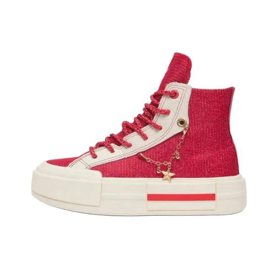 Конверс All Star Slip-Resistant Abrasion-Resistant High Top Skateboard Shoes Unisex Red Beige