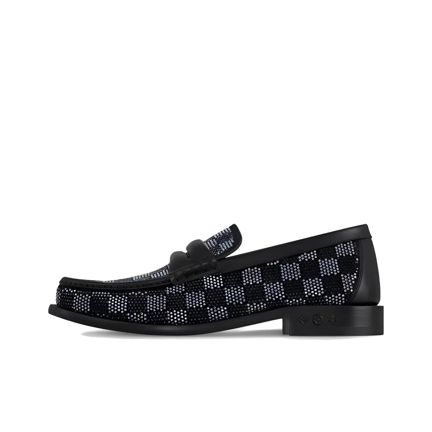 LOUIS VUITTON Loafers Men's Black Silver