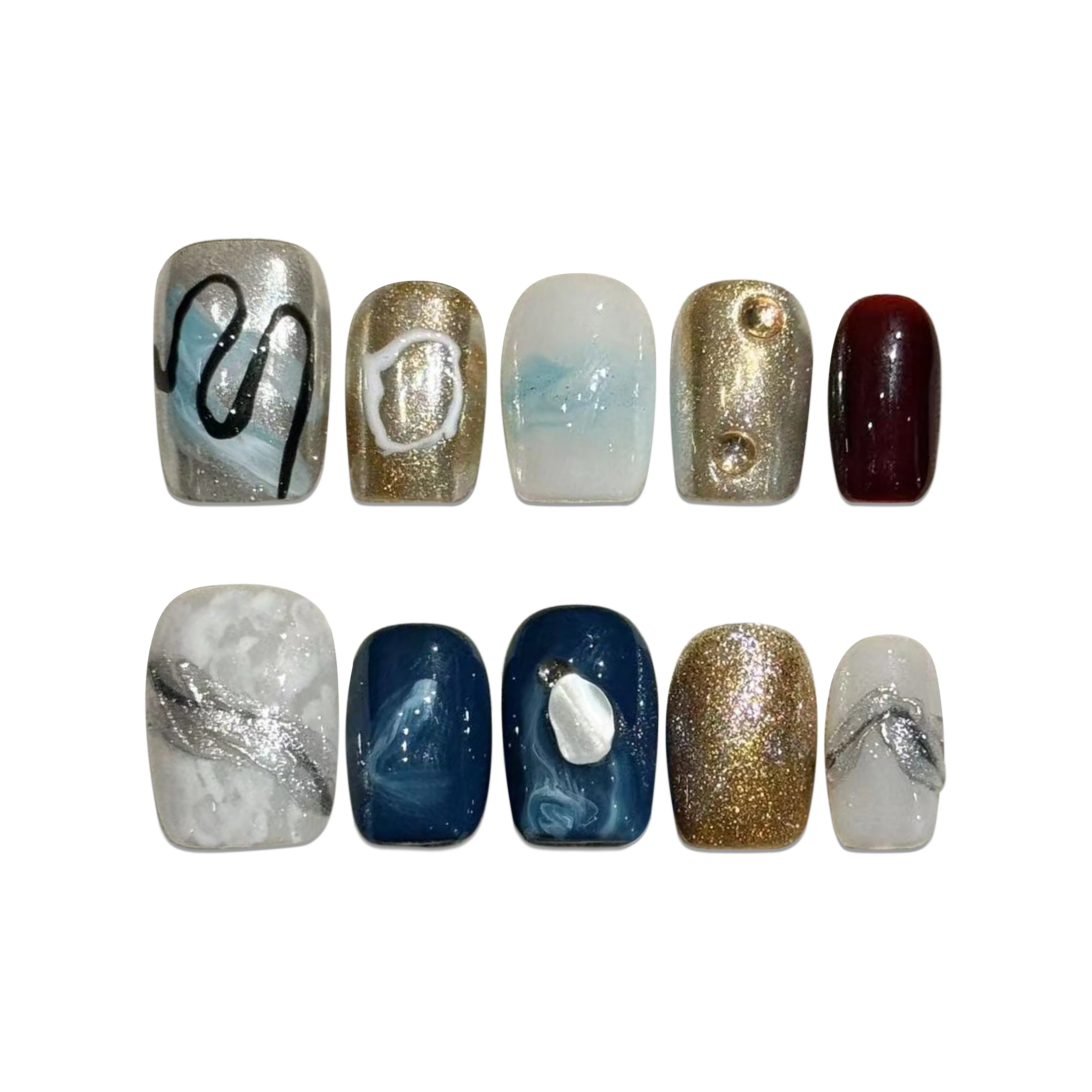 Song Biography Модный Sparkle Белый Лак для ногтей 15mm Короткий LADDER