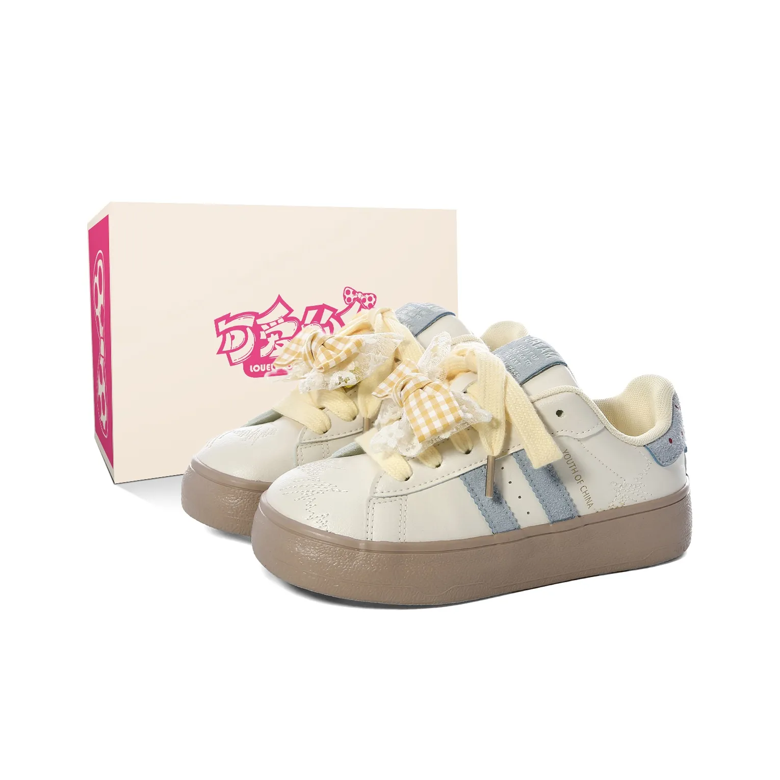 Lovely You Износостойкие и Легкие Низкие Кроссовки для Скейтбординга Женские Желто-Синие Cheeses