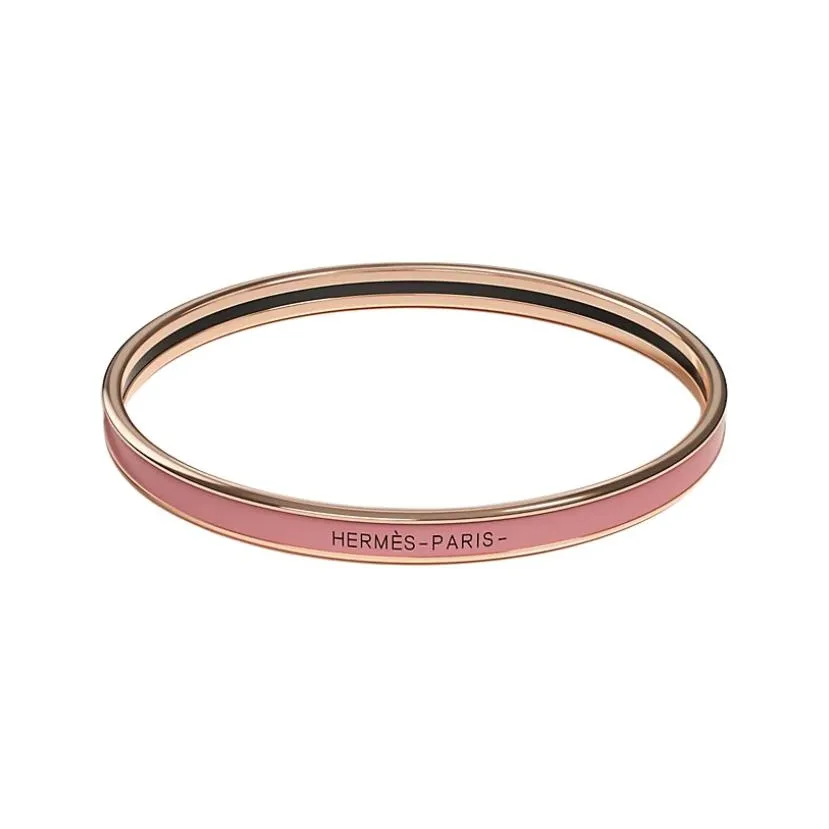 HERMES Enamel Bangles Women's Elegant Rose Pink