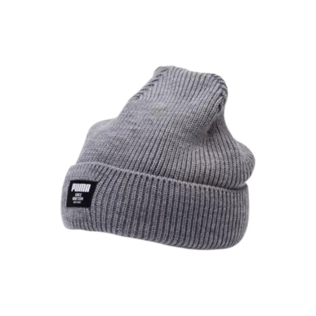 PUMA Ribbed Knitted Fabric Beanies Men's Gray
