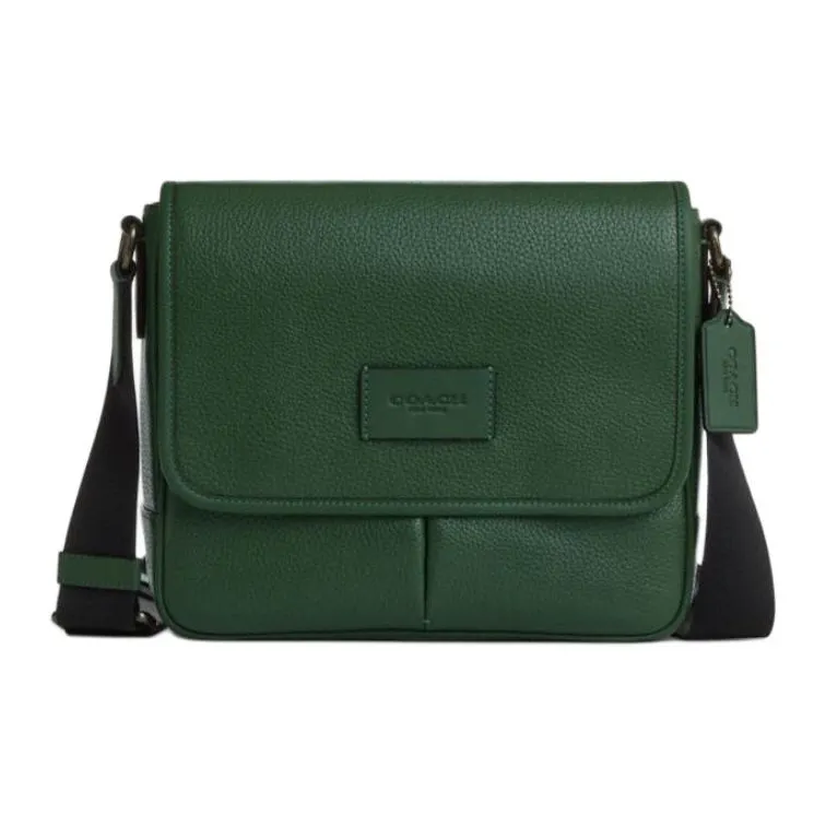 COACH Leather Shoulder Bag, Crossbody Bag Medium Size Unisex Hunter Green