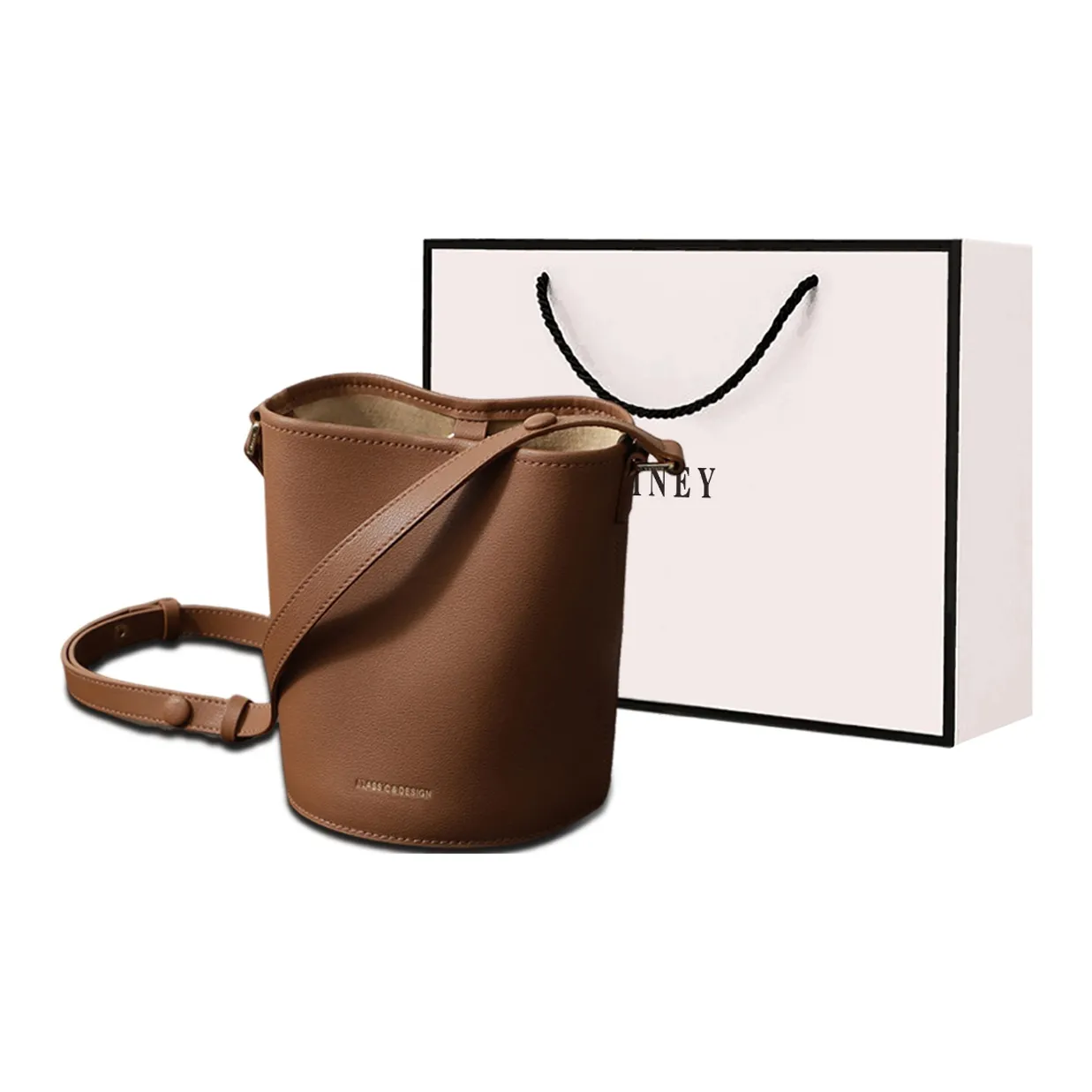 VINEY Коровья кожа Подмышечный через плечо Одно плечо Сумка-ведро Мини Женская Верблюжий коричневый
