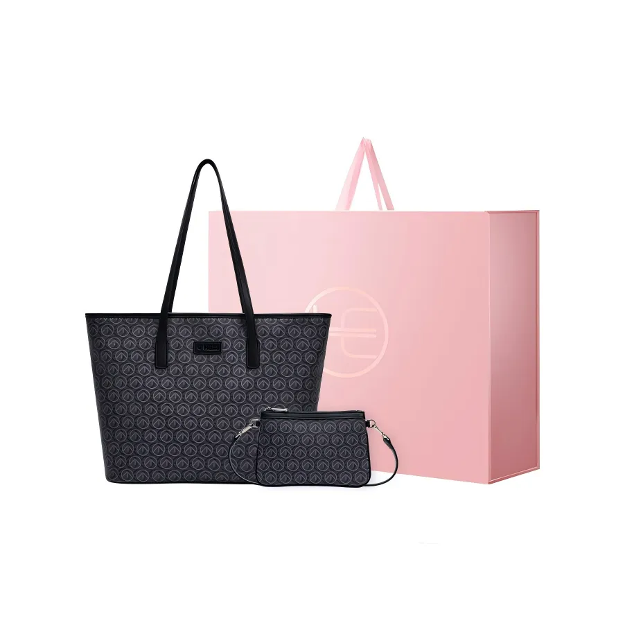 HE BAO BAO PVC Поливинилхлорид Сумка-тоут Сумка для покупок Сумка через плечо Женская Черная Серая