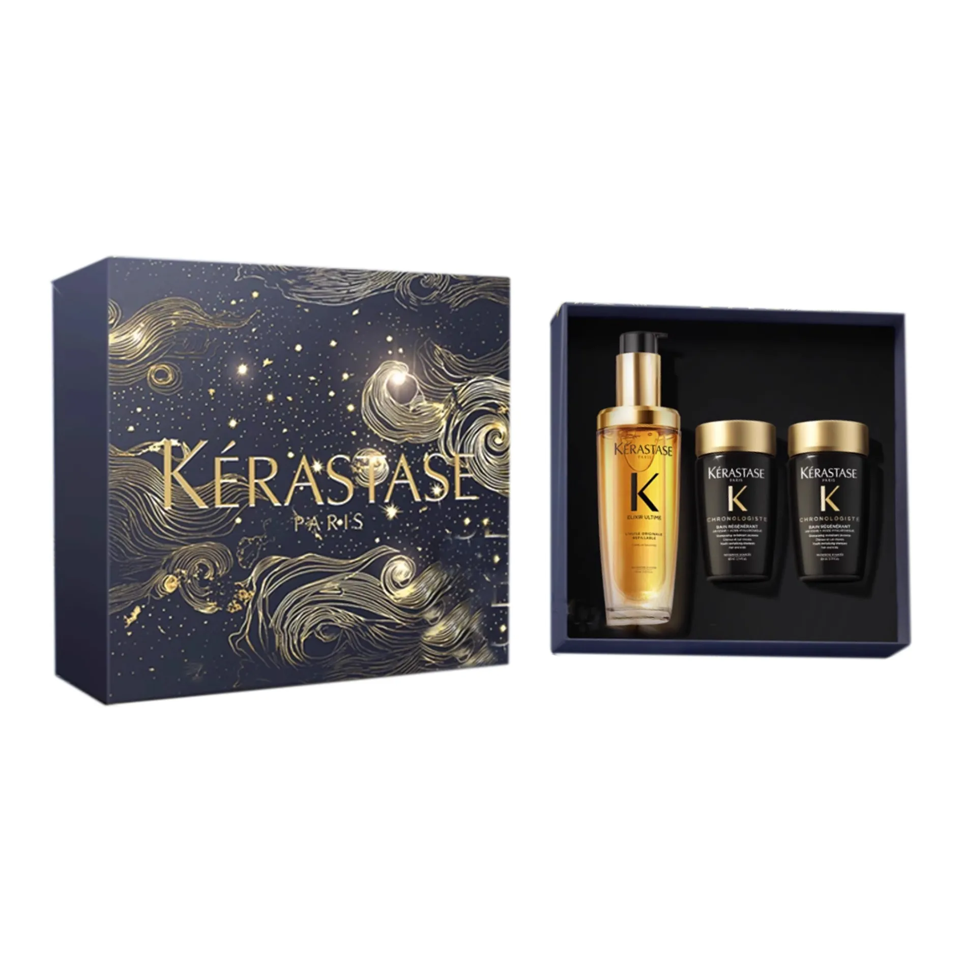 KERASTASE Black Gold Limited Starry Night Коробка Наборы Шампунь и Кондиционер Уход за волосами Питательный 75мл+80мл*2