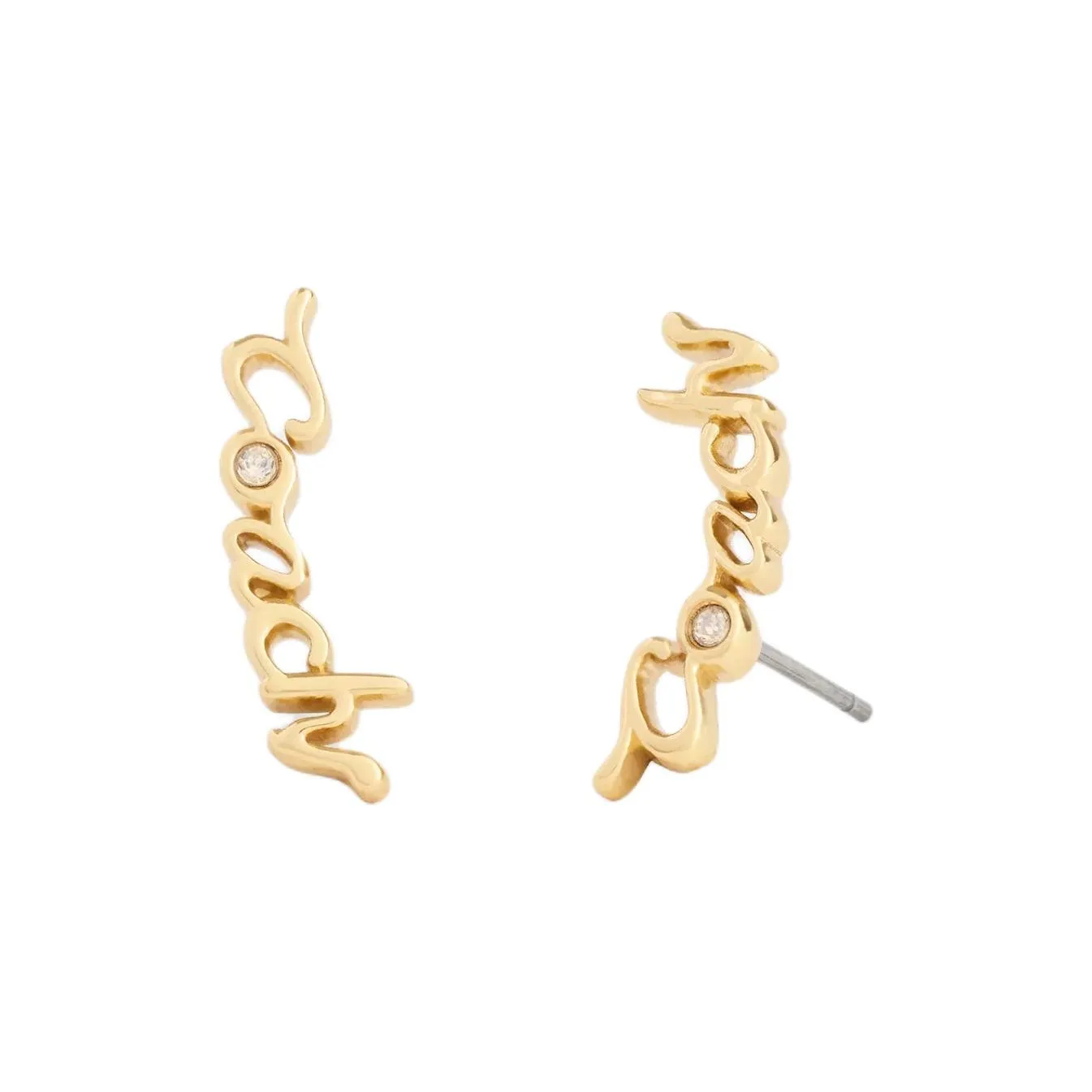 COACH Серьги из латуни с золотым покрытием унисекс