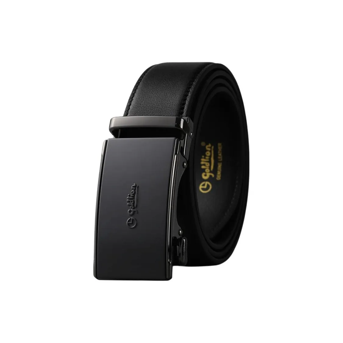 GOLDLION Top Grain Cow Leather Belts Men's Black 3.5cm