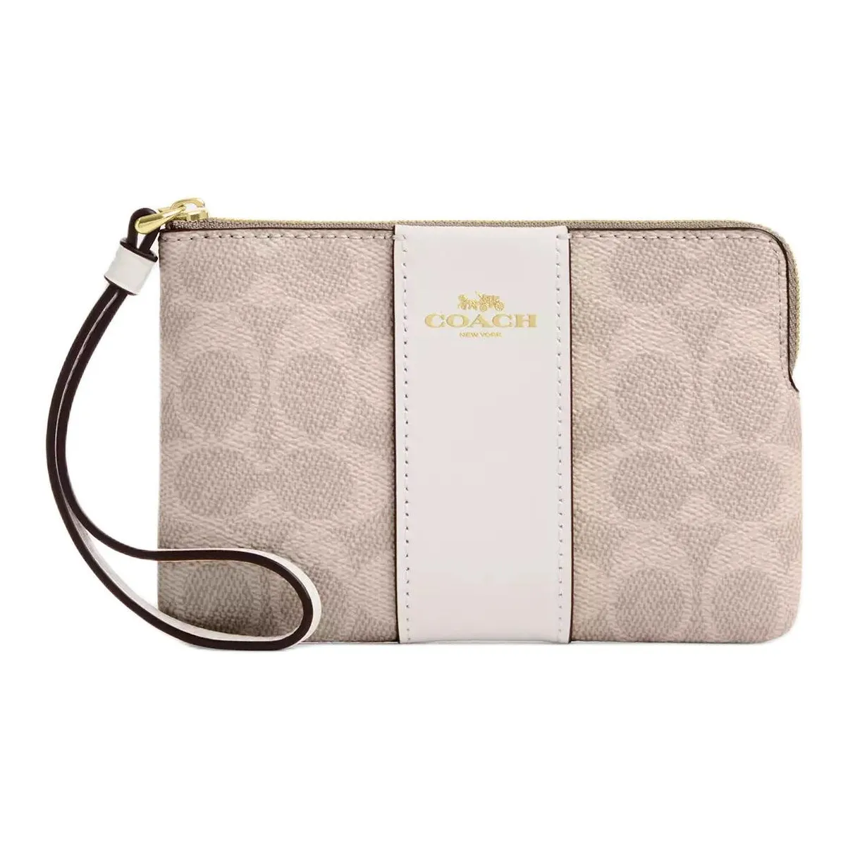 COACH Покрытый холст клатч мини женский мел и многоцветный