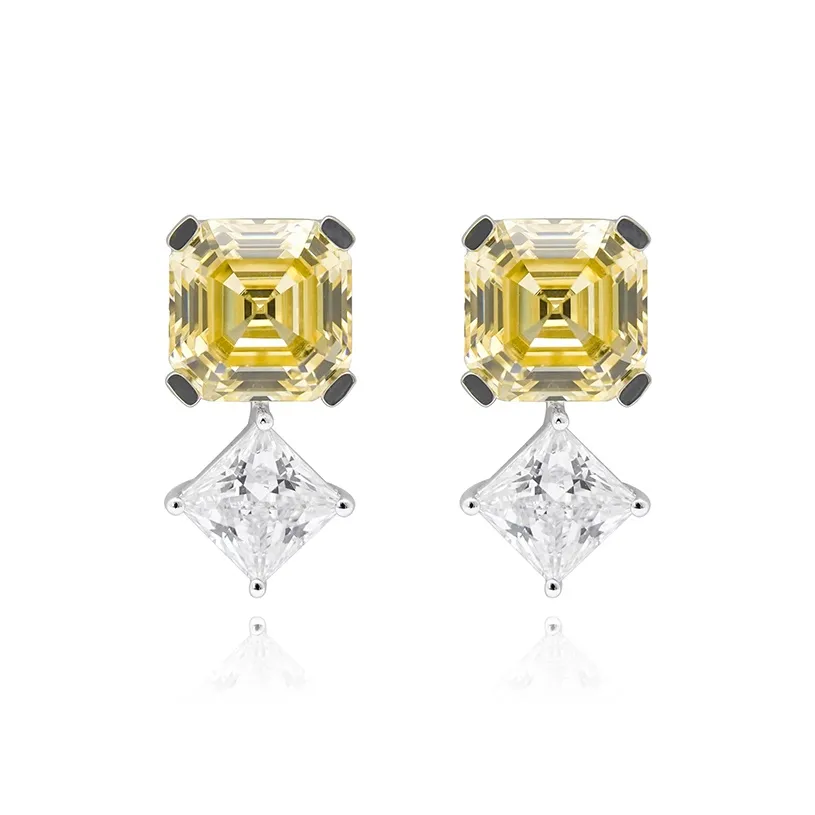 FUNNXI Rhodium Plated S925 Silver Gold Stud Earrings Women's