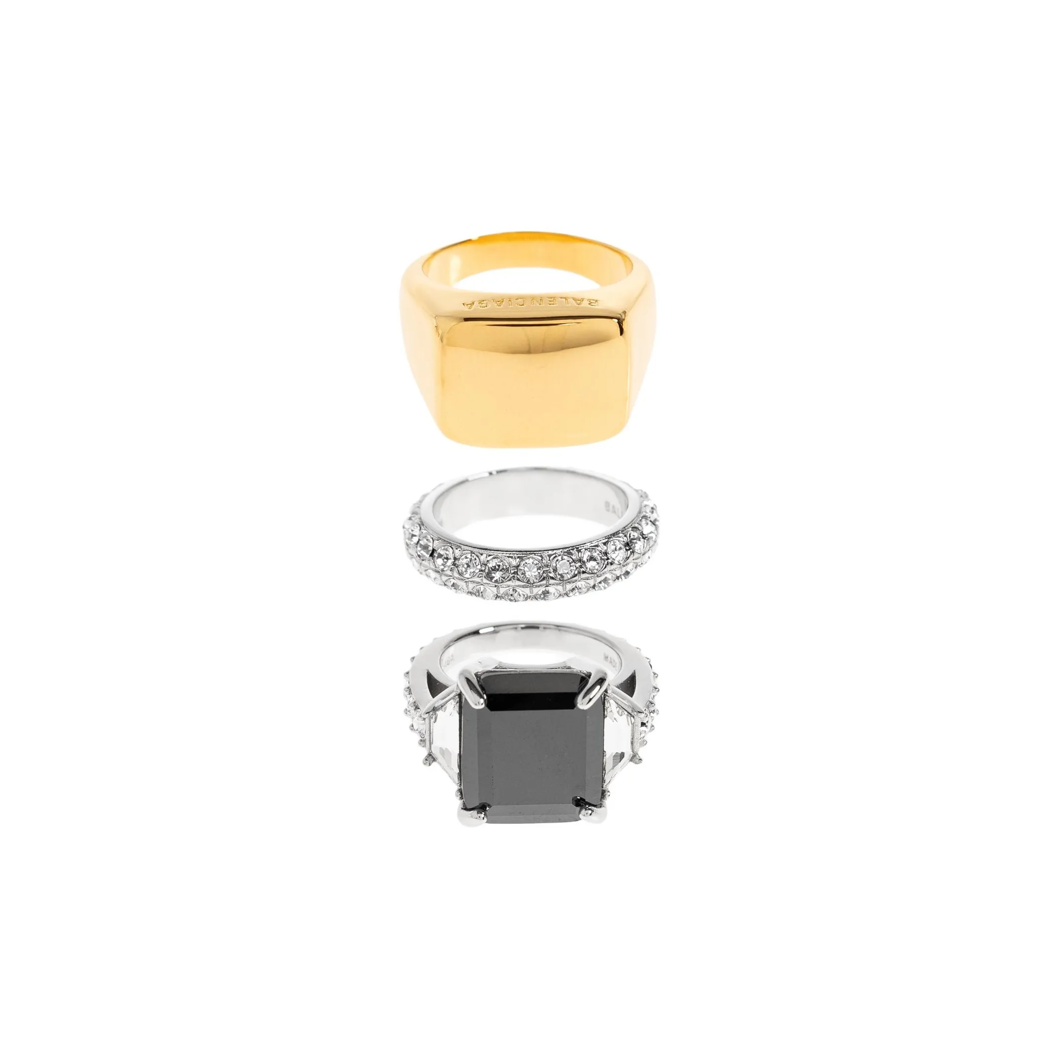Balenciaga Set Of Three Rings Mini Evening Ring Set