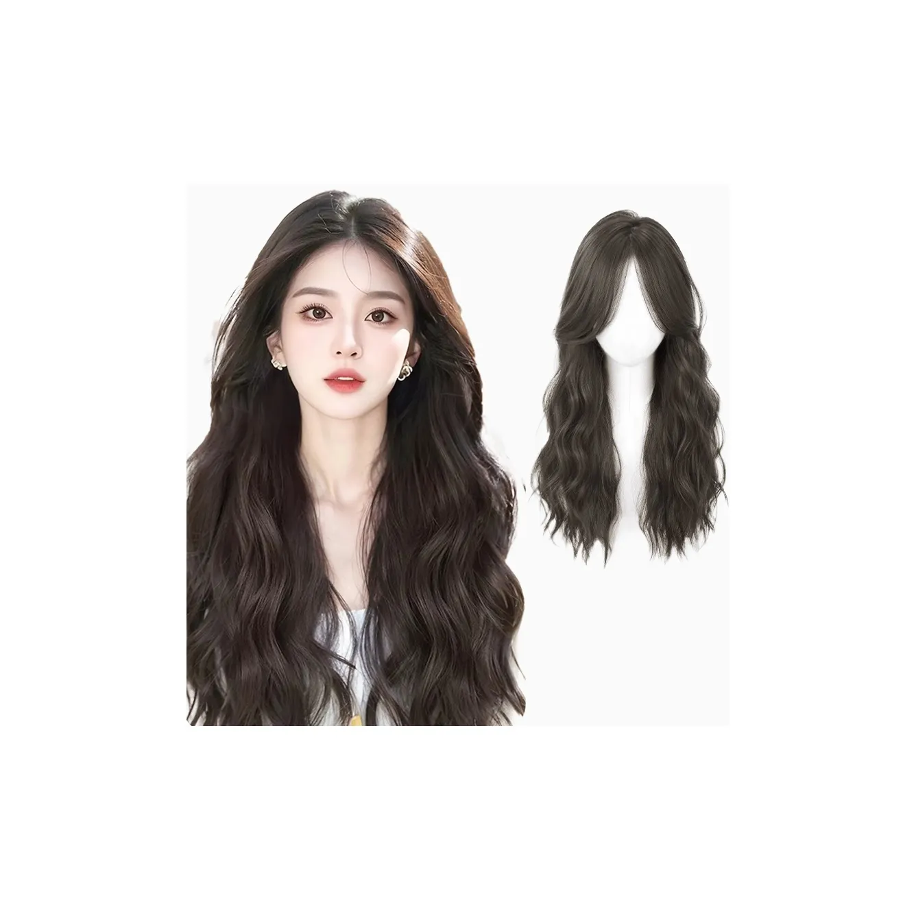WANWANFENG Длинные парики с яйцообразной формой коричневые и черные холодный коричневый