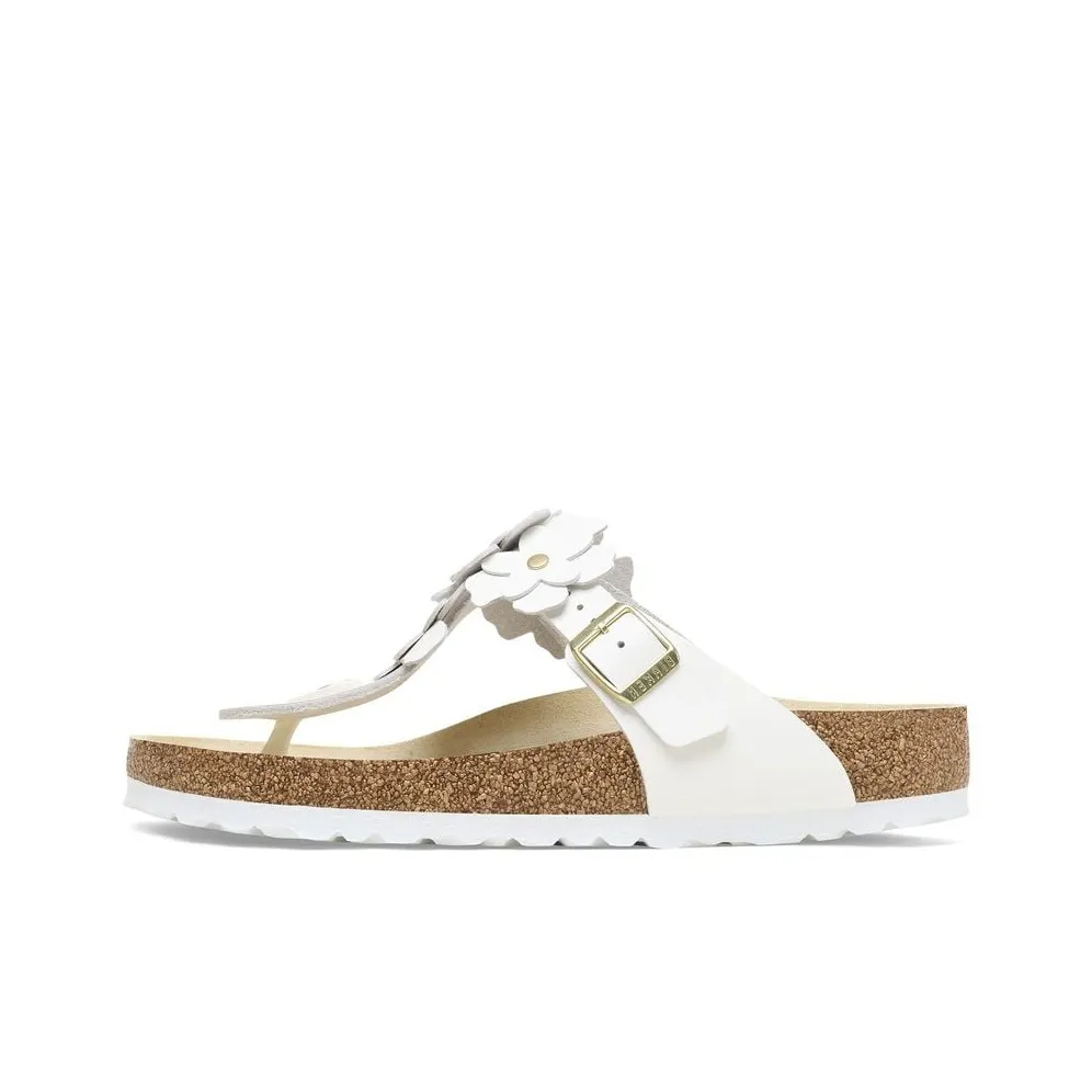 Birkenstock Gizeh Flower EVA Устойчивый к истиранию Шлепанцы Женские Белые Узкая версия