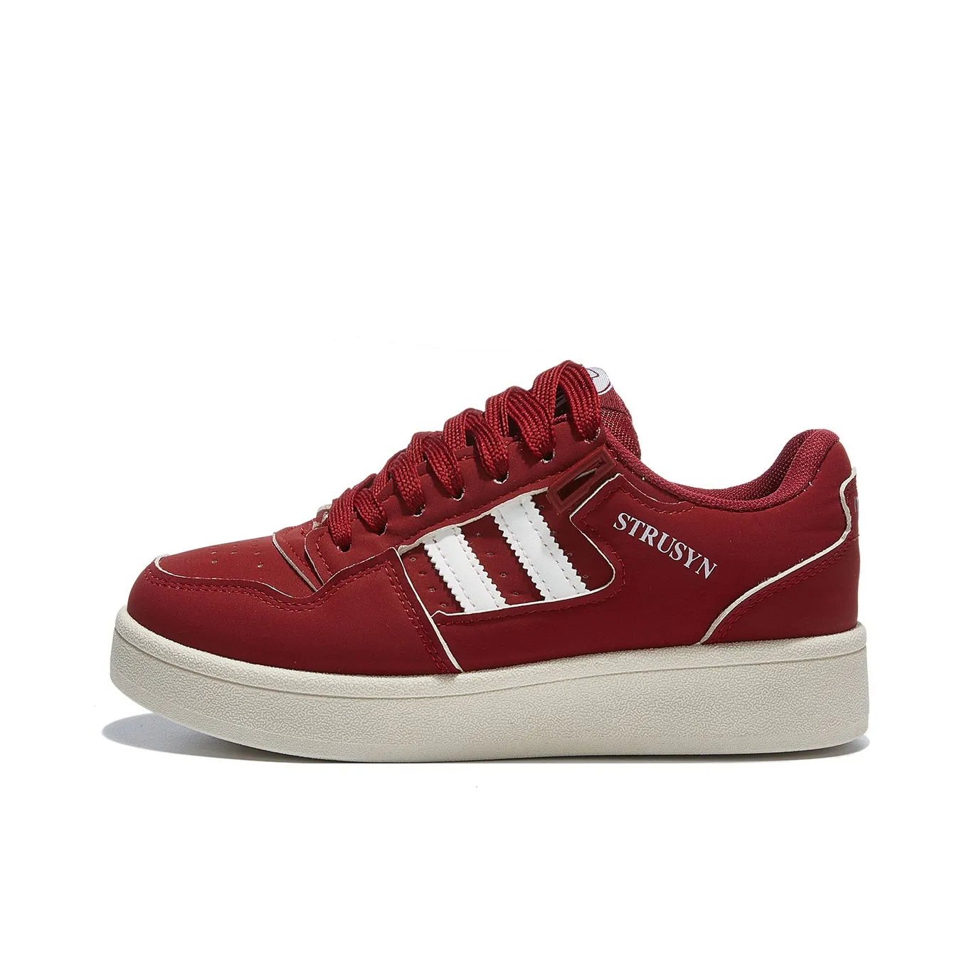 Medd Warm Slip-Resistant Lightweight Height Increasing Low-Top Red And White Striped Skateboard Shoes Women's Burgundy