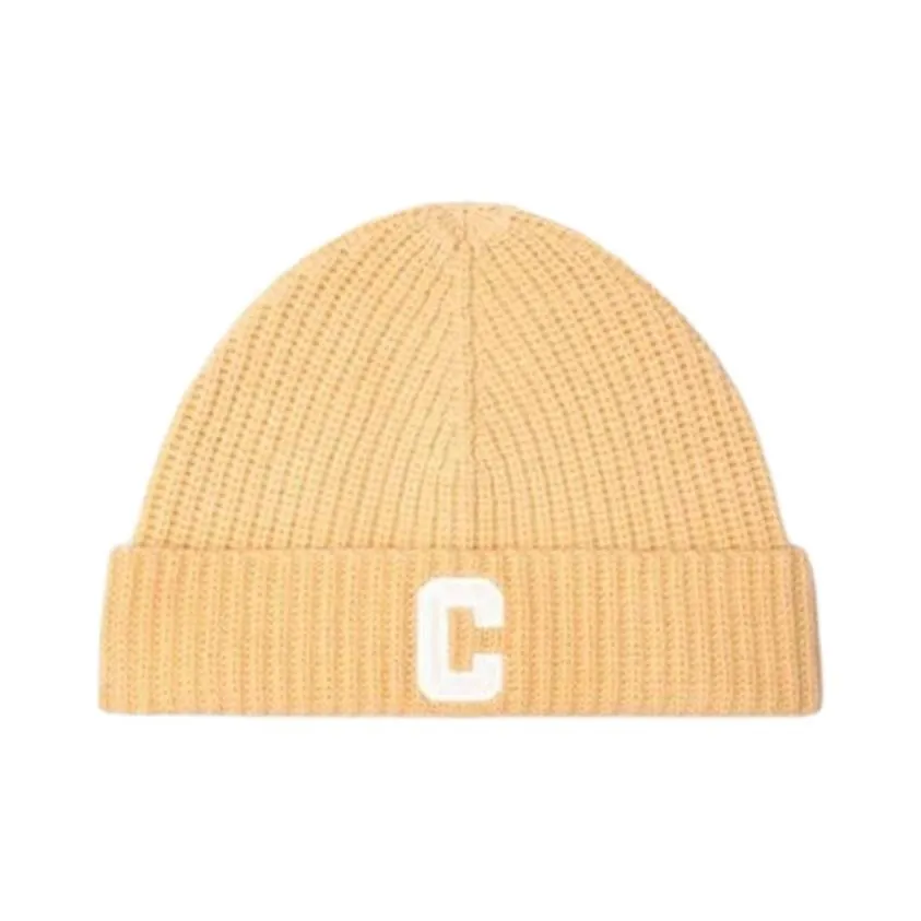 CELINE Cashmere Beanies Unisex Light Yellow