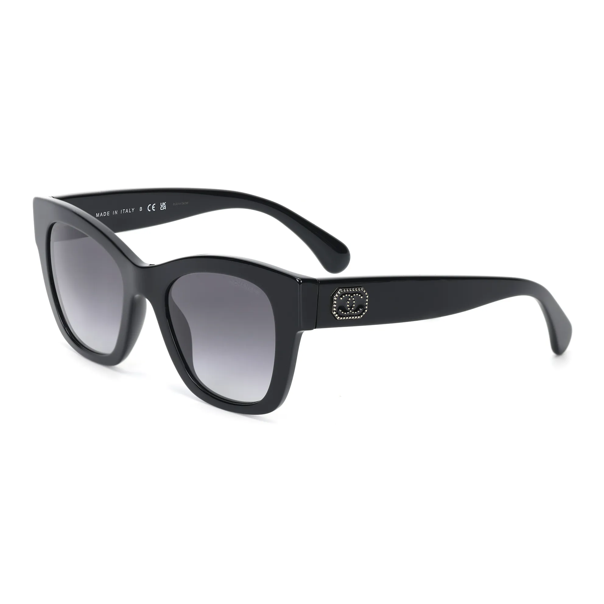 CHANEL Plate Frame Butterfly Sunglasses Women's Black