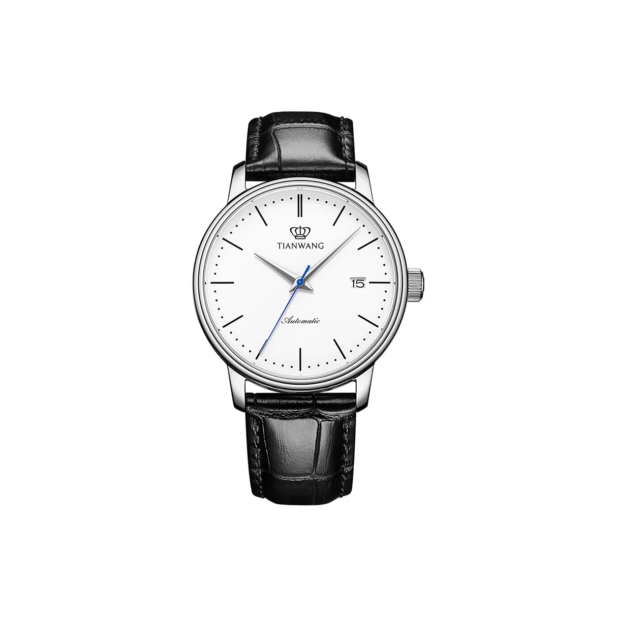 TIANWANG Kunlun Mechanical Movement Genuine Leather Strap Watch Unisex White Dial
