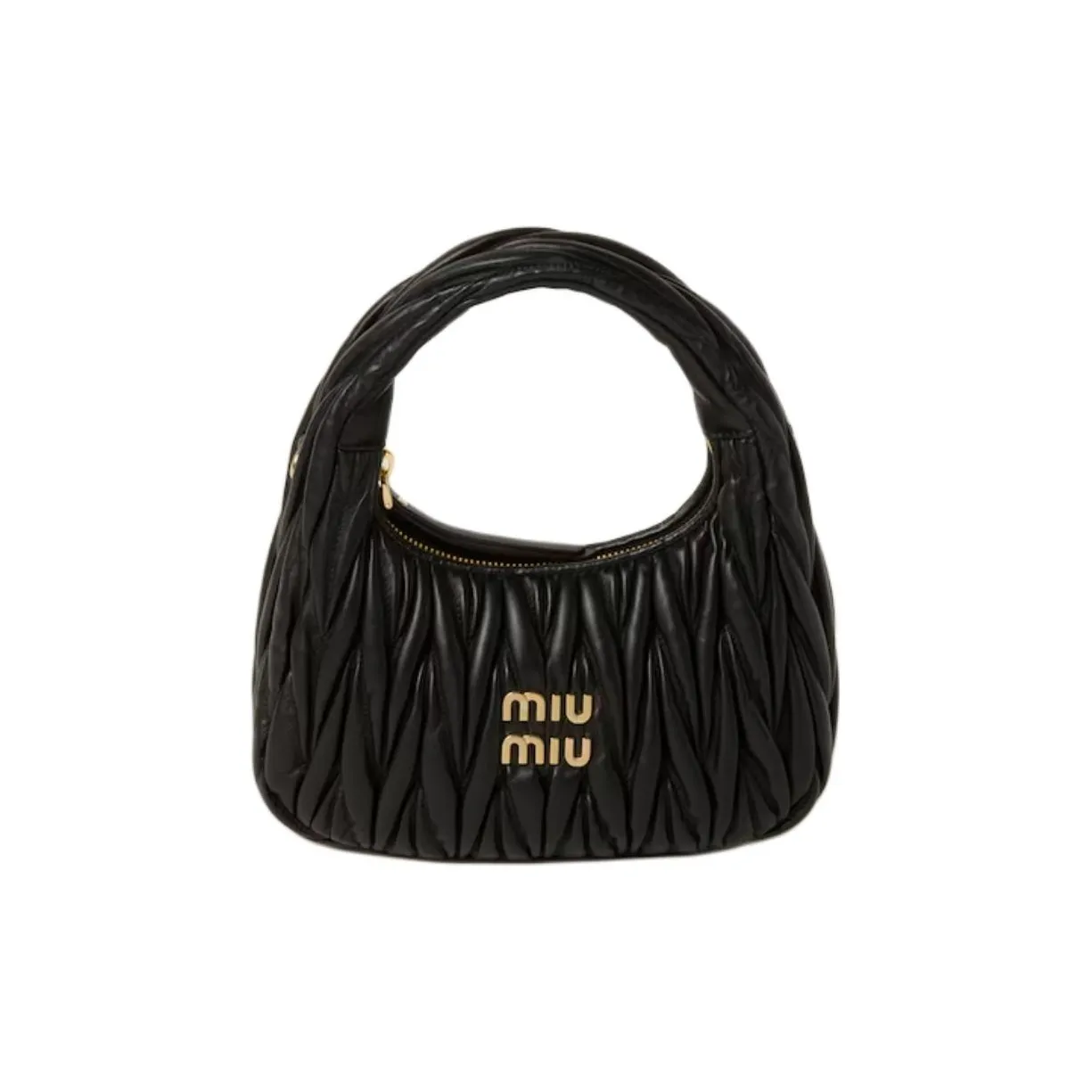 MIU MIU Wander Series Lambskin Crescent Bag Handbag Trumpets Women's Black