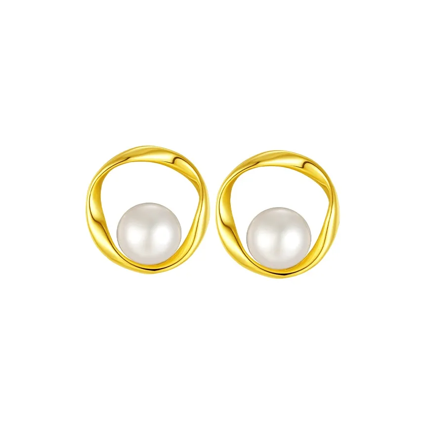 Dolce Gabanna Black Shoes Pearl Stud Earrings Women's