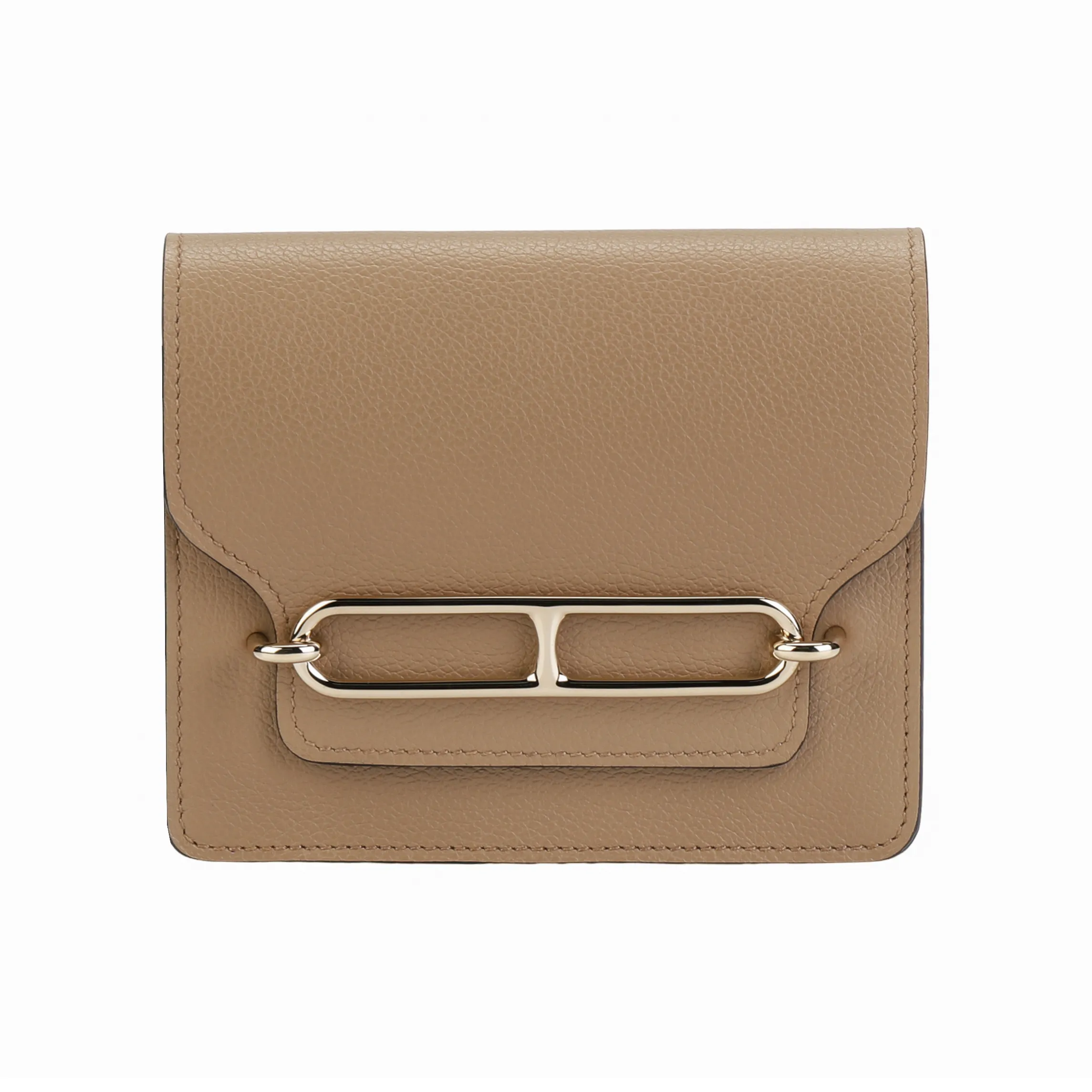 HERMES Roulis Evercolor Calfskin Pig Nose Wallet Women's 0M CHAI Milk Tea Beige