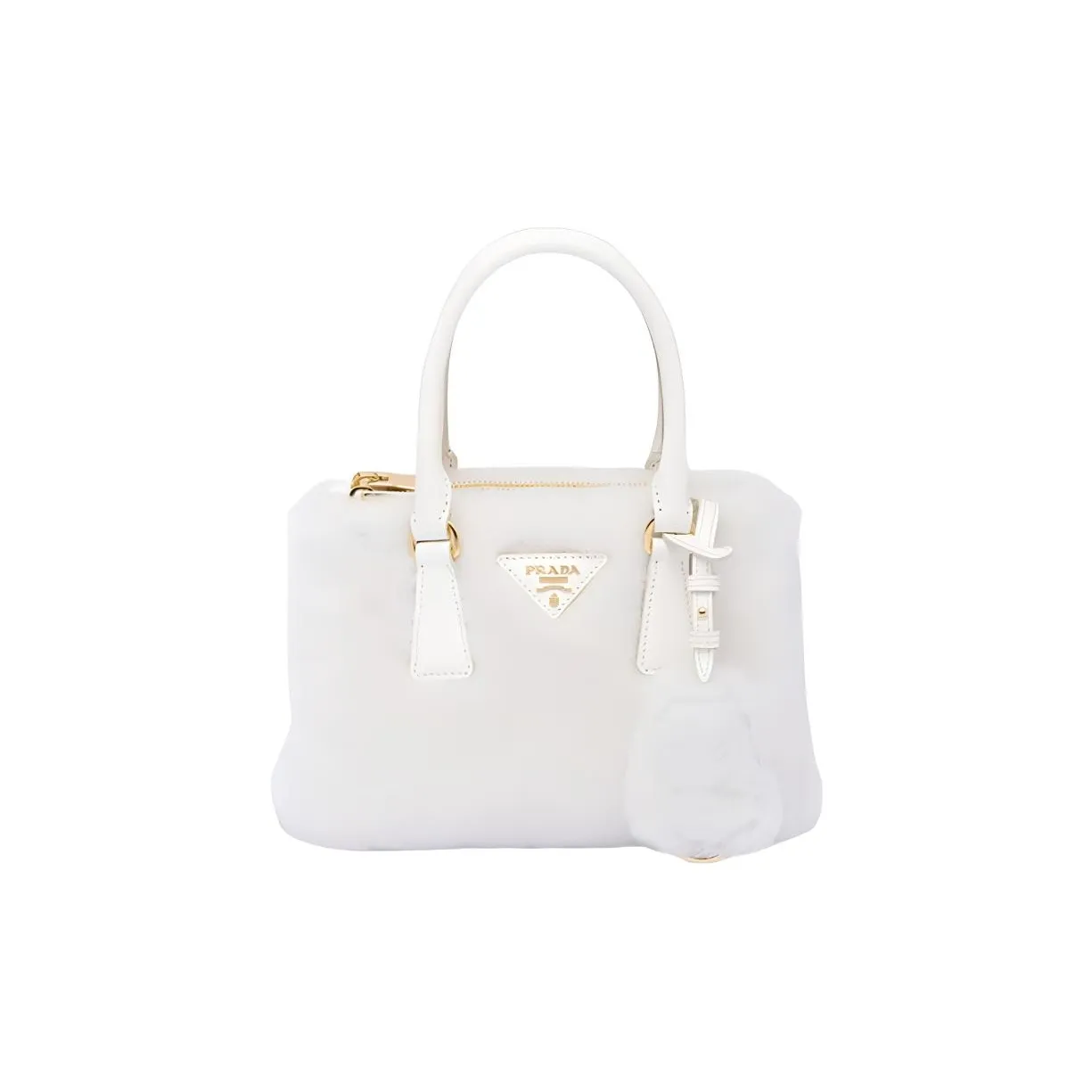 PRADA Galleria Killer Bag Shearling Tote Bag Shopping Bag Portable Crossbody Bag Shoulder Bag Mini Women's White